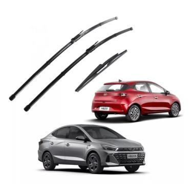 Imagem de Kit 3 Palhetas Limpadores de Parabrisa Nova Hb20 2020 á 2024 Dianteiro e Traseiro