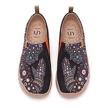 Imagem de UIN Tênis feminino fashion com arte floral e lona pintada sem cadarço sapatos de viagem femininos, Multicor, 5