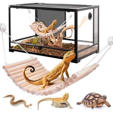 Imagem de Vodolo Ponte de réptil, rede de dragão barbudo, acessórios de escalada para tanque de lagarto, decoração de répteis de lagartixa para habitat, acessórios de gaiola de hamster 30 cm