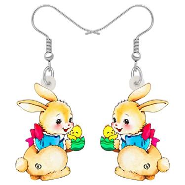 Imagem de DALANE Brincos de cesta de coelho de ovos de Páscoa de acrílico, presentes de Páscoa, joias modernas para mulheres e meninas, 30mm x 18mm, Acrílico, Sem Pedra Preciosa