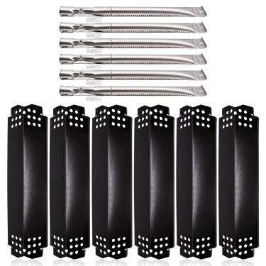 Imagem de Peças de reposição para churrasqueira Nexgrill 6 queimadores 720-0898, 720-0898A, Nexgrill 720-0888, 720-0888N, 720-0830H, 720-0783E Modelos de churrasqueira a gás. Tubos de queimador de churrasqueira, kit de substituição de placas de tenda com proteção térmica