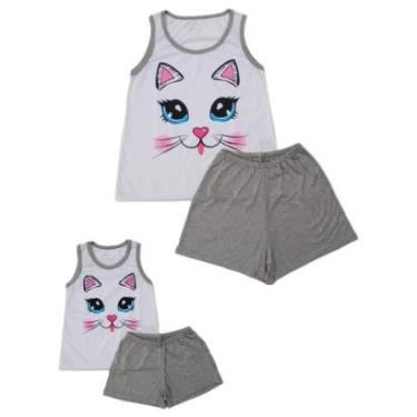 Imagem de Pijama Tal Mãe Tal Filha Gatinha Kit Adulto e Infantil-Feminino