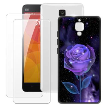 Imagem de MILEGOO Capa para Xiaomi Mi 4 + 2 peças protetoras de tela de vidro temperado, capa ultrafina de silicone TPU macio à prova de choque para Xiaomi Mi 4 (5 polegadas) rosa