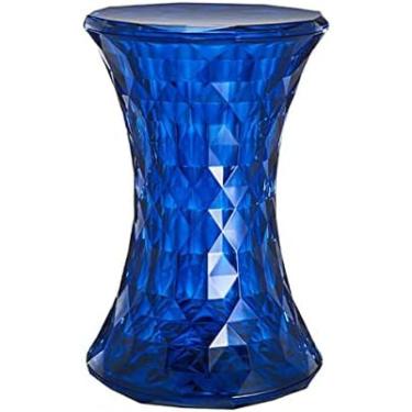 Imagem de Tamborete acrílico transparente, mesa lateral pequena com função de armazenamento, banco de chuveiro do banheiro, azul