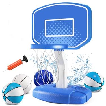 Imagem de Cesta de basquete para piscina, cesta de basquete à beira da piscina | Acessórios de piscina para piscinas enterradas, cesta de basquete de altura ajustável para brincar em ambientes internos e