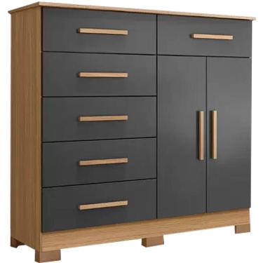 Imagem de Cômoda Xangai 6 Gavetas 2 Portas Albatroz Cor Nature Titanium