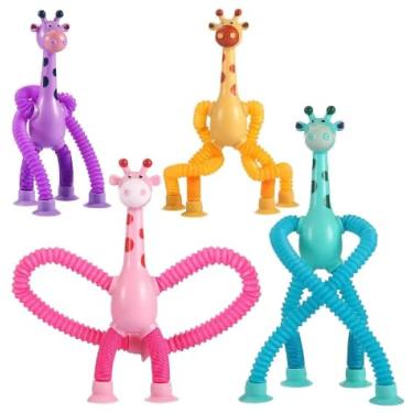 Imagem de kit 4 girafas Telescópica pop it estica Gruda brinquedo para criança