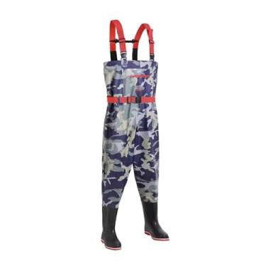 Imagem de Waders Waders De Quadril Em PVC Para Homens, Waders De Peito Com Botas Para Pesca E Caça, Calças Vadeantes Com Bolsos Selados(Blue camouflage,45 EU)
