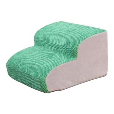 Imagem de Ｂｅｓｇａ 2 passos escadas do cão gato escada antiderrapante portátil macio removível capa respirável filhote de cachorro escadas rampa para casa cama sofá, Verde