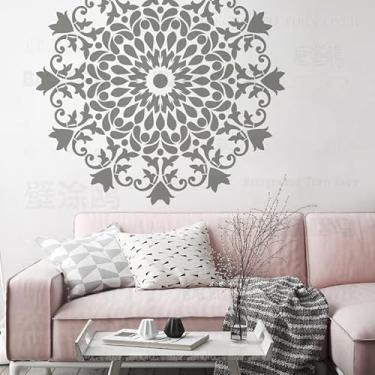 Imagem de Estêncil redondo étnico árabe indiano de 180 cm, mandala gigante, para parede, modelo de móveis, pintura grande, azulejo, nicho, padrões de parede, modelos, para modelar as sementes