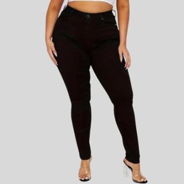 Imagem de Calça Jeans Feminina Preta Plus Size Skinny com Lycra-Feminino