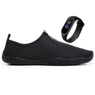 Imagem de Kit Sapatilha Aquática Aqua01 Para Praia Caique Rio Pesca + Relógio-Unissex