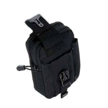Imagem de BIGO IMPORTS Bolsa de Cinto Pouch PochEte Tatica Cintura P/Cinto + Pederneira de Fogo Maçica Magnésio Kit Sobrevivência Acampamento Preto Nylon Zíper