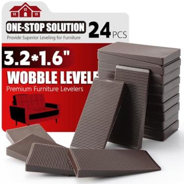 Imagem de Kit de nivelador de móveis, 24 peças, variedade de tamanhos | Calço de borracha multiuso para nivelar pés estáveis | Almofada antioscilação para mesa irregular, perna de cômoda, vaso sanitário e mais
