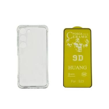 Imagem de  Capa Capinha + Película de Cerâmica Fosca 9d Para Samsung Galaxy S23 