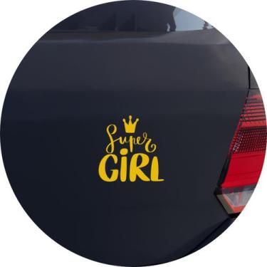 Imagem de Adesivo de Carro Super Girl Coroa - Cor Amarelo - Melhor Adesivo, Amar