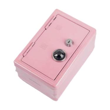 Imagem de Deevoka Cofrinho de ferro, caixa de economia de dinheiro com fenda para mesa, centro de mesa, caixa de dinheiro, cofre, banco de moedas para centro de mesa, Rosa