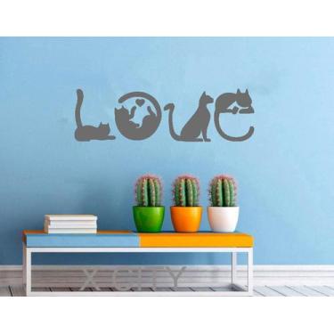 Imagem de Adesivo Gato Love  TAMANHO 70cm x 20,5cm - Decoração Quartos, Salas, P