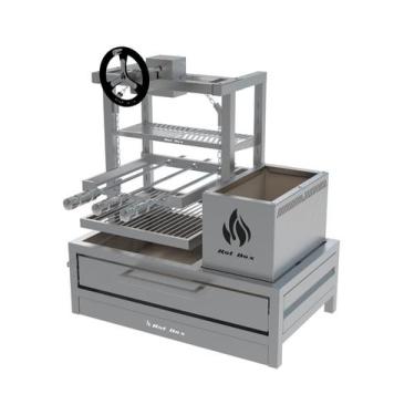 Imagem de Churrasqueira De Bancada Inox Parrilla Com Espeto e Grelha Elevatória 