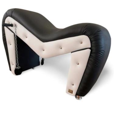 Imagem de Poltrona Cadeira Cavalinho Netflix Preto Branco Completa - Desire Móve