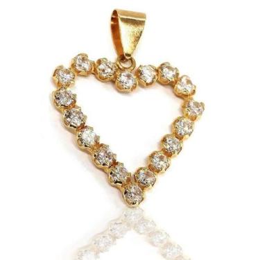 Imagem de Pingente de ouro 18k coração com pedras - Elegancy Joias