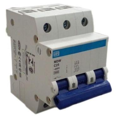 Imagem de Disjuntor Tripolar 10a,16a,25a,32a,40a,63a Weg Curva C, 25A