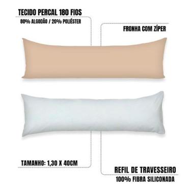 Imagem de Kit Refil Silicone + Fronha Travesseiro de Corpo 1,30x40 COMPLETO Perc