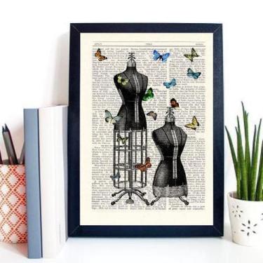 Imagem de Quadro Vintage Manequins Costura Borboletas 24X18Cm - Quadros On-Line