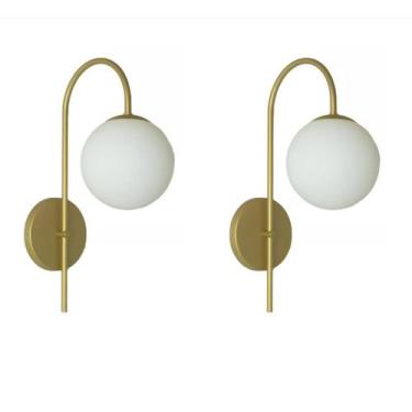 Imagem de Kit 2 Arandelas Parede Globo14 Luxo Jabuticaba Dourado Fosco - Arandel