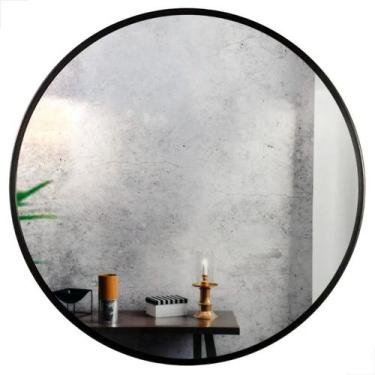 Imagem de Espelho redondo 60cm com moldura alumínio preto - Woodglass