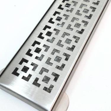 Imagem de Grelha Pluvial Inox Dubai 7x50 com Aro e Tela Anti Barata - Ficone & R