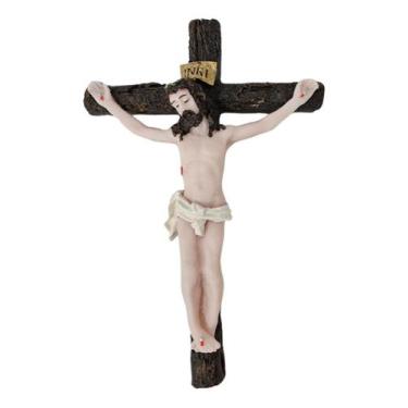 Imagem de Crucifixo Decorativo de Parede - 18,5Cm - Enfeite Religioso para Sala 
