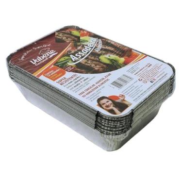 Imagem de Kit 12 Assadeira Marmita Descartável Alumínio E Tampa 1000Ml - Vabene