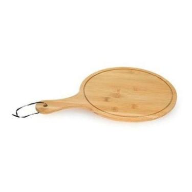 Imagem de Tábua Carne Churrasco Frios Redonda Para Servir Bambu 26cm - Ecokitche