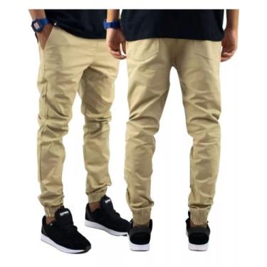 Imagem de Calça Masculina Skinny Jogger Preta Jeans Com Lycra - GBGSPORTS, Bege,