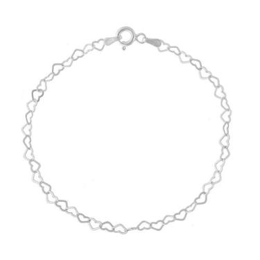 Imagem de Pulseira Feminina Prata 925 Modelo Coração 19 Cm - DR Joias