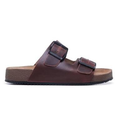 Imagem de Sandália Masculina NATHOS CARIBE em Couro - Fóssil Café, 37