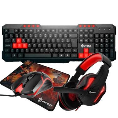 Imagem de Kit Gamer Completo 4 em 1 LED Evolut Mouse Teclado Headset Mousepad