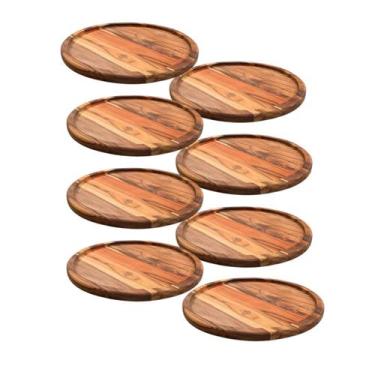 Imagem de Kit 8 Tábuas Suportes De Madeira 35Cm Para Cortar E Servir Pizzas - Br