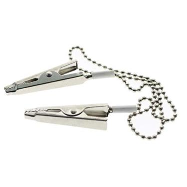 Imagem de ericotry 2 peças multiuso contas de metal clipe de guardanapo corrente suporte babador bebê idoso adulto clipe dupla extremidade jacaré braçadeira alça de cordão de pescoço