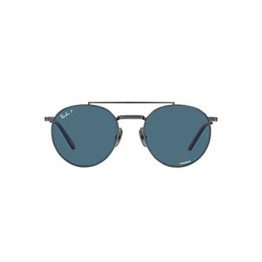 Imagem de Ray-Ban Óculos de sol redondos de titânio Rb8237, Metal/azul polarizado, 53 mm