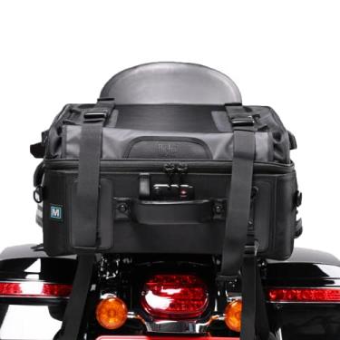 Imagem de Niche Cruiser Bolsa traseira para motocicleta, bolsa de assento traseiro de 44 L com trava de número TSA, bagagem de alta capacidade para viagem, capacete e equipamento com capa de chuva à prova