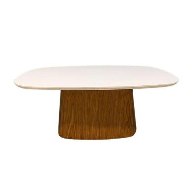 Imagem de Mesa De Centro Retangular 100x60cm Madeira E Laca Branca