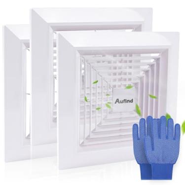 Imagem de Aufind 3 peças de capa de exaustor de banheiro de 30,5 x 30,5 cm com mola, exaustor quadrado de teto ou parede, ventilador de teto, difusor de ar, capô de ventilação de desviador, capa de plástico