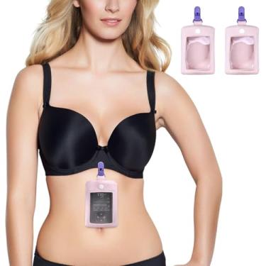 Imagem de Pacote com 2 bolsas de sutiã para bomba de insulina com janela transparente e clipe para suporte oculto de bomba de insulina para diabetes, sutiã e suprimentos para diabetes