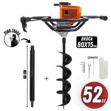 Imagem de KIT Perfurador de Solo Vulcan VPS520-S 2T 52CC 2,5CV com Broca 80x15cm
