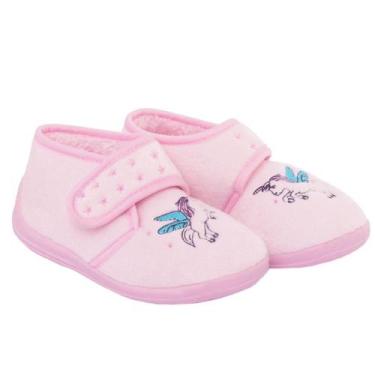 Imagem de Pantufa Infantil Menina Unicórnio Rosa Stuf SB0333, 25-26