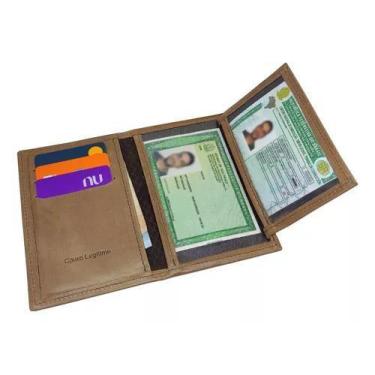 Imagem de Carteira Porta Cartão Masculina Couro Legitimo RG CNH - Cosenza, Bege