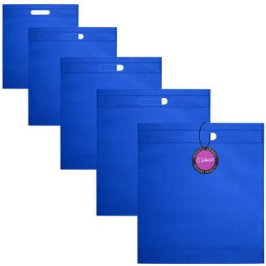Imagem de Kit 5x Sacolas em TNT Premium Termo Selada 35x39cm Nice TopGet, Azul r