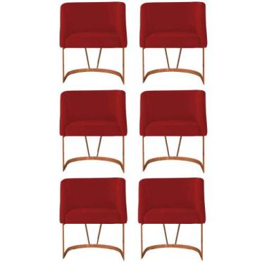 Imagem de Kit 06 Poltrona Cadeira Aurora Luxo Confort Industrial Ferro Bronze Ve